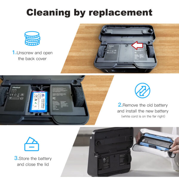 Malesta แบตเตอรี่สำหรับ Mopping Robot 380 380T Mint 5200, 5200B, 5200C Battery 3200mAh 7.2v Ni-Mh หุ่นยนต์ถูพื้น - Image 3
